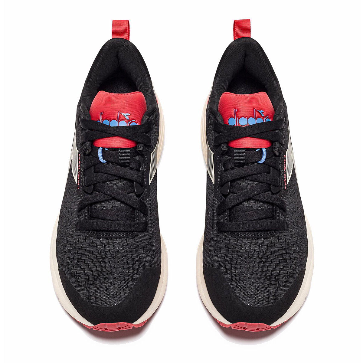Diadora Mythos Blushield Vigore 2 — Black - White - Pink Fluo — Size B — Width 10 — Side View