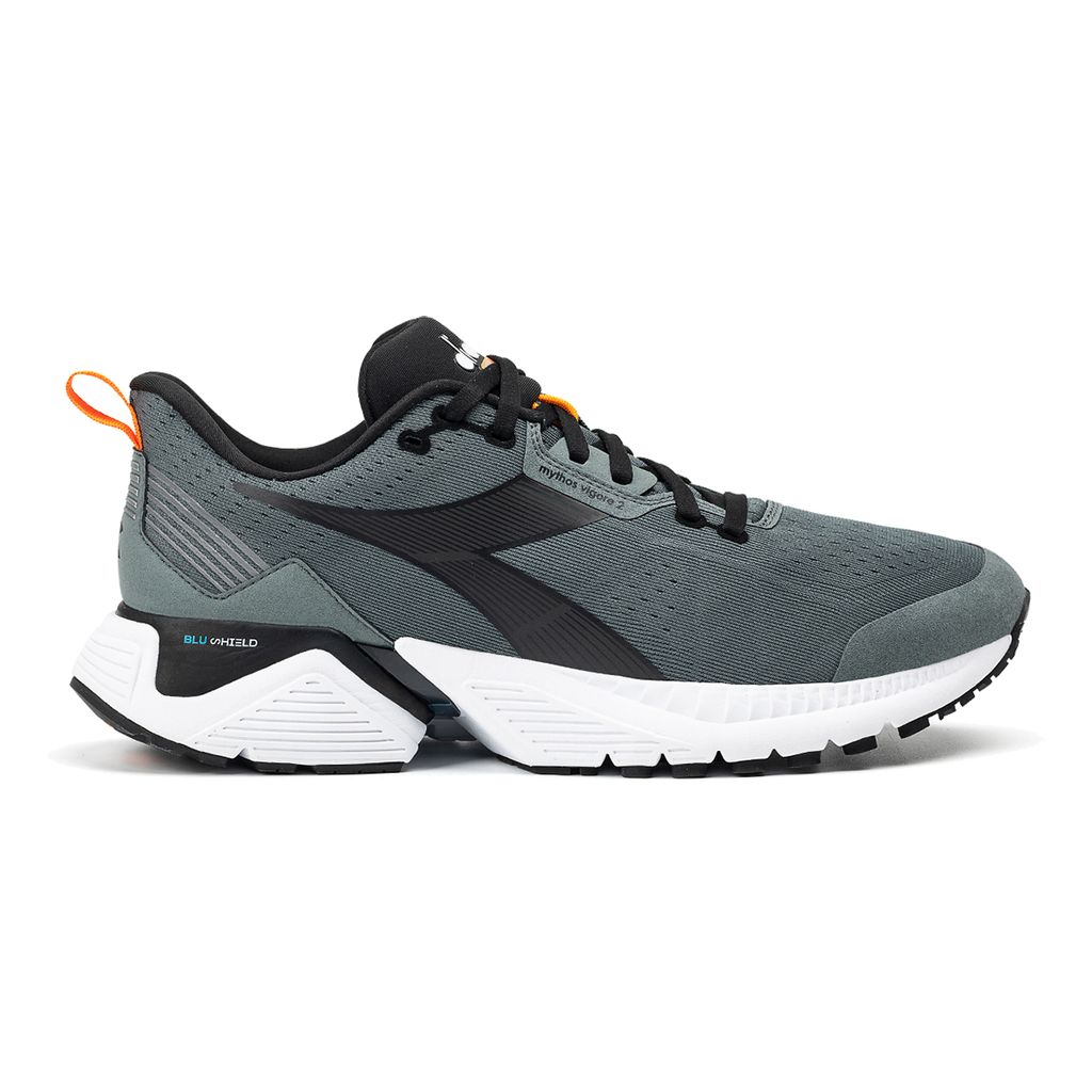 Diadora Mythos Blushield Vigore 2 — Steel Gray - Black — Size D — Width 10 — Front View
