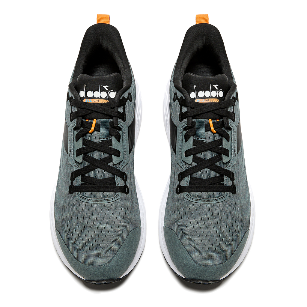 Diadora Mythos Blushield Vigore 2 — Steel Gray - Black — Size D — Width 10 — Side View