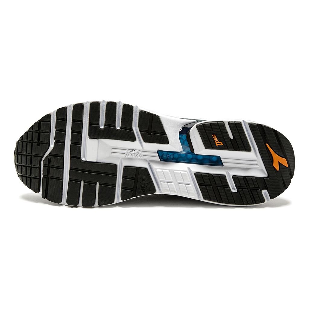 Diadora Mythos Blushield Vigore 2 — Steel Gray - Black — Size D — Width 10 — Back View