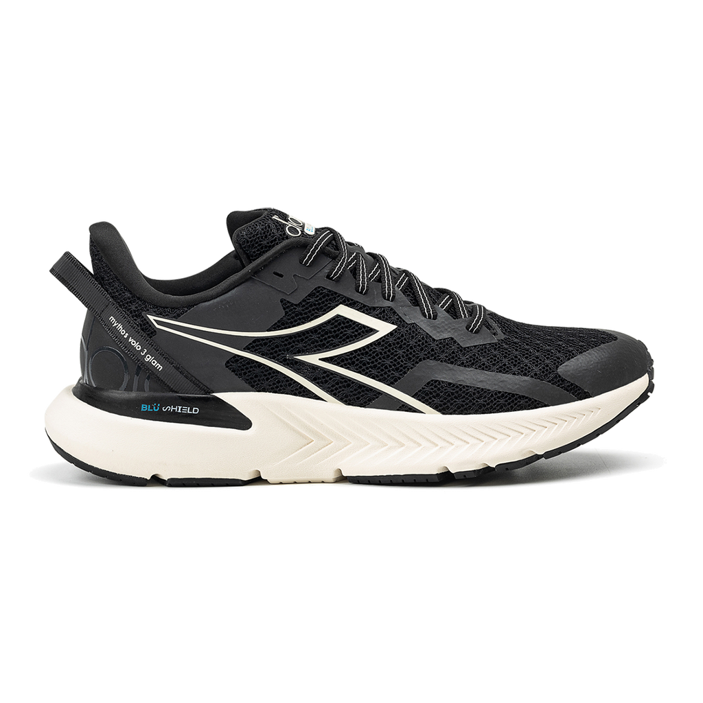 Diadora Mythos Blushield Volo 3 Glam — Silver - White — Size B — Width 10 — Front View