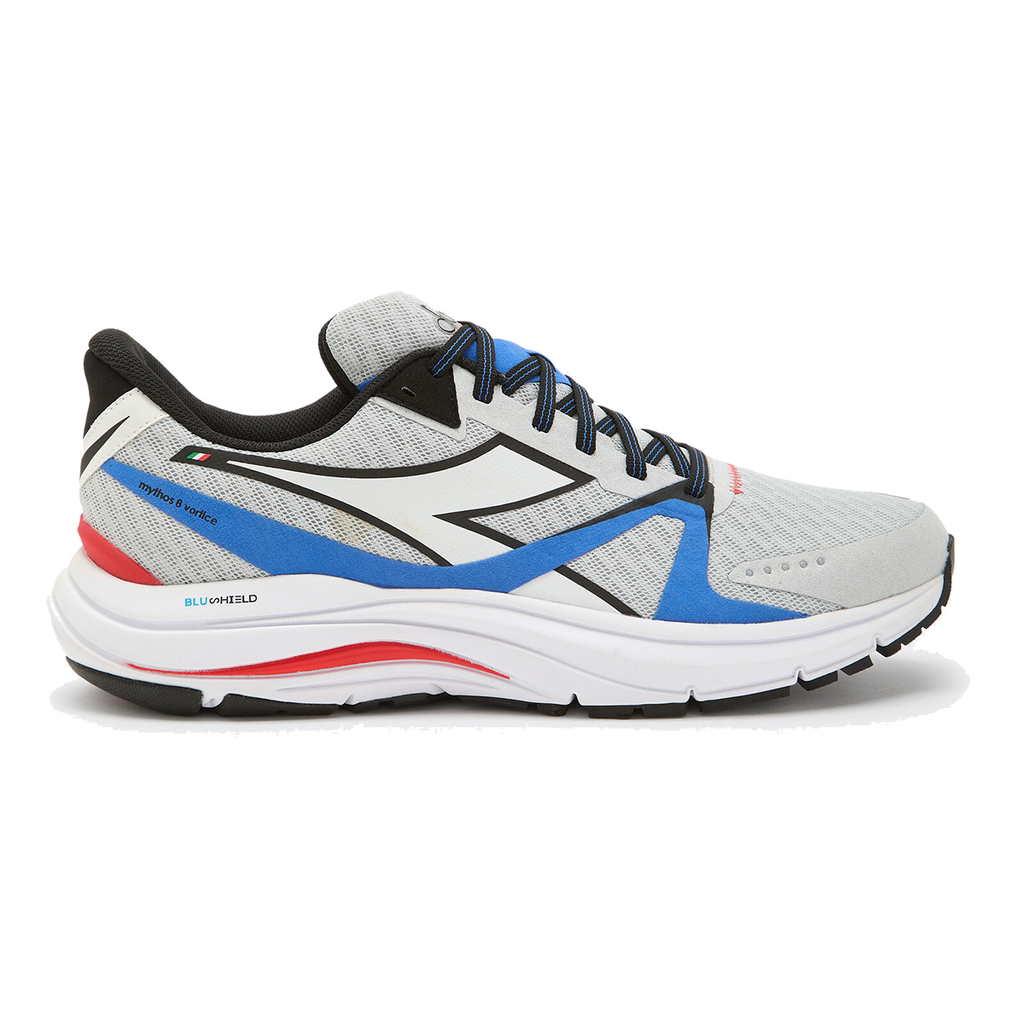 Diadora Mythos Blushield 8 Vortice — Blue Corsair - White - Surf the Web — Size D — Width 10 — Top View