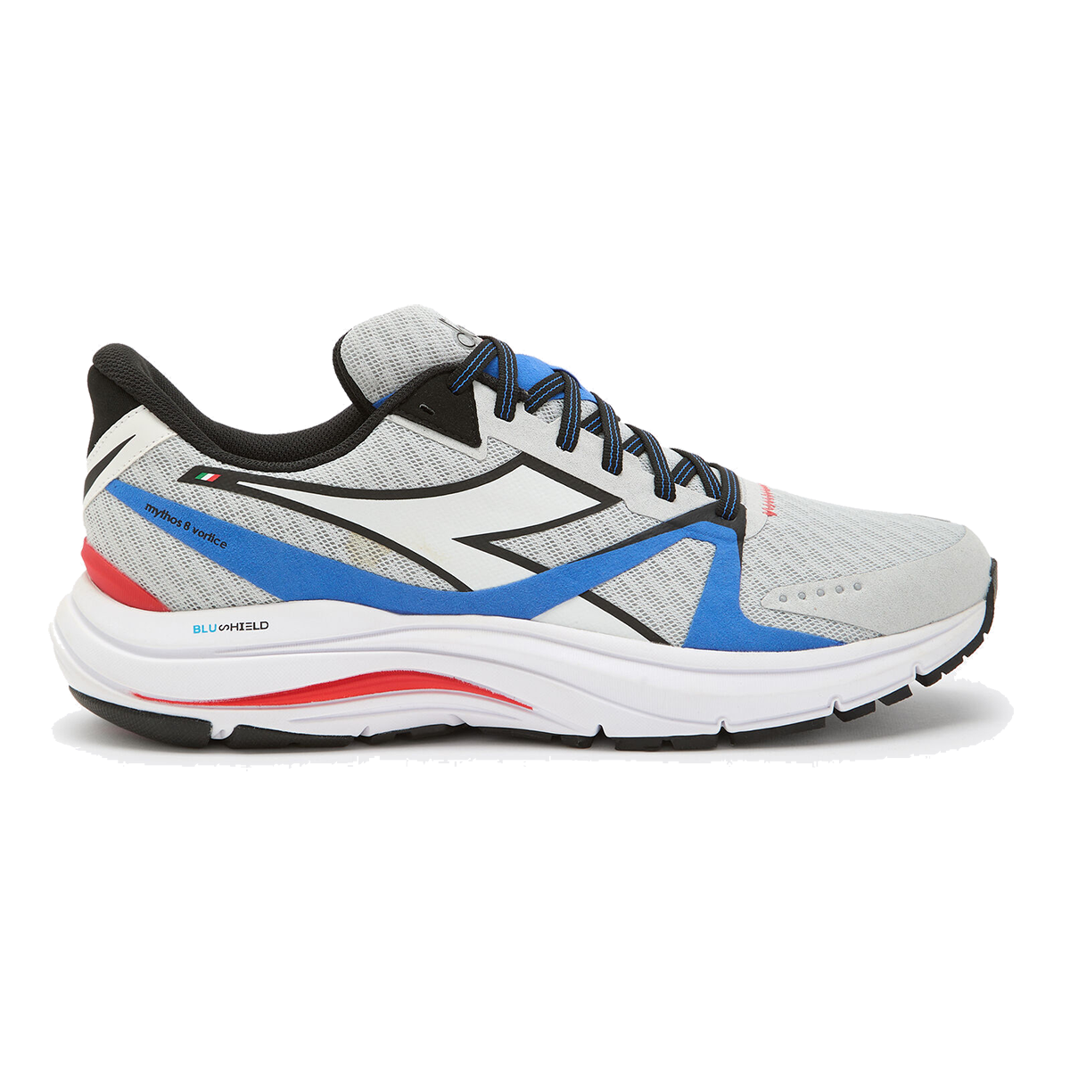 Diadora Mythos Blushield 8 Vortice — Blue Corsair - White - Surf the Web — Size D — Width 10 — Top View