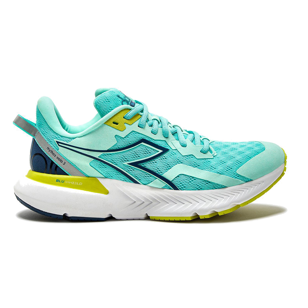 Diadora Mythos Blushield Volo 3 — Black - Whisper White — Size B — Width 10 — Front View