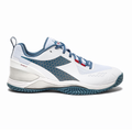 Diadora Blushield Torneo 2 AG — White - Ocean -Salsa — Size D — Width 9 — Front View
