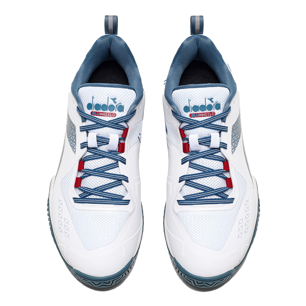 Diadora Blushield Torneo 2 AG — White - Ocean -Salsa — Size D — Width 9 — Side View