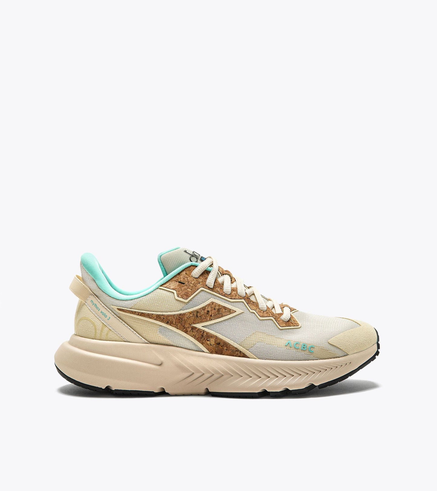 Diadora Mythos Blushield Volo 3 ACBC — Dusty Aqua Green — Size B — Width 10 — Top View