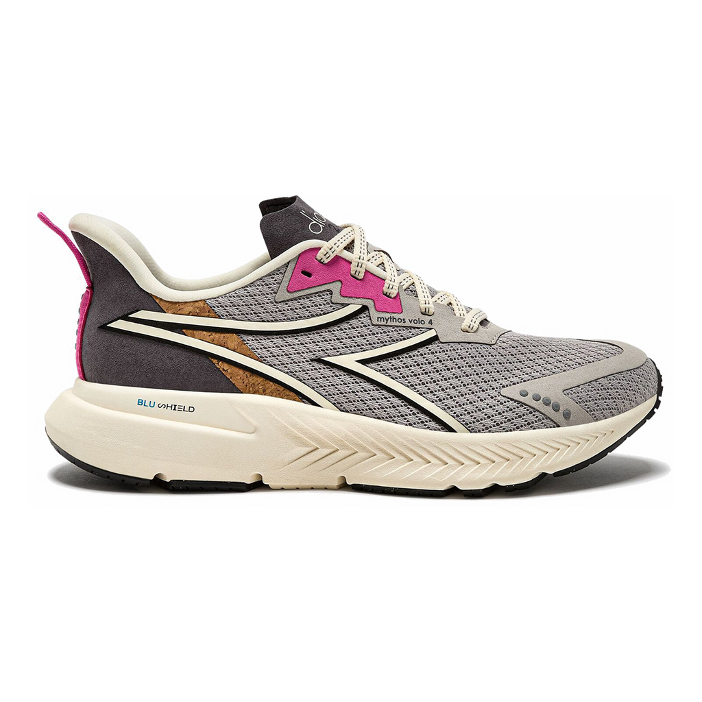 Diadora Mythos Blushield Volo 4 W 2030 — Silver - Whisper White - Black — Size B — Width 10.5 — Front View