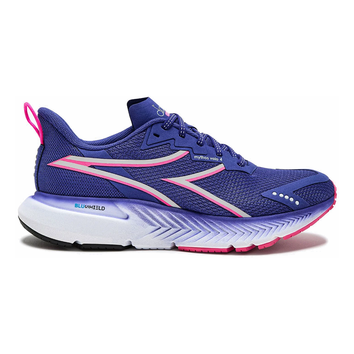 Diadora Mythos Blushield Volo 4 — Silver - Dusty Turquoise — Size B — Width 7 — Front View