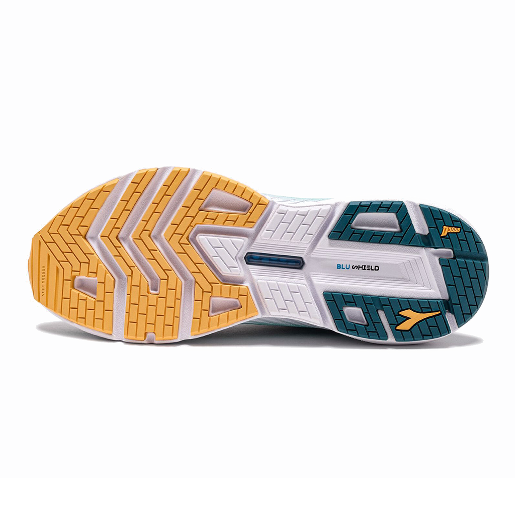 Diadora Mythos Blushield Volo 4 — Silver - Dusty Turquoise — Size B — Width 7 — Lifestyle View