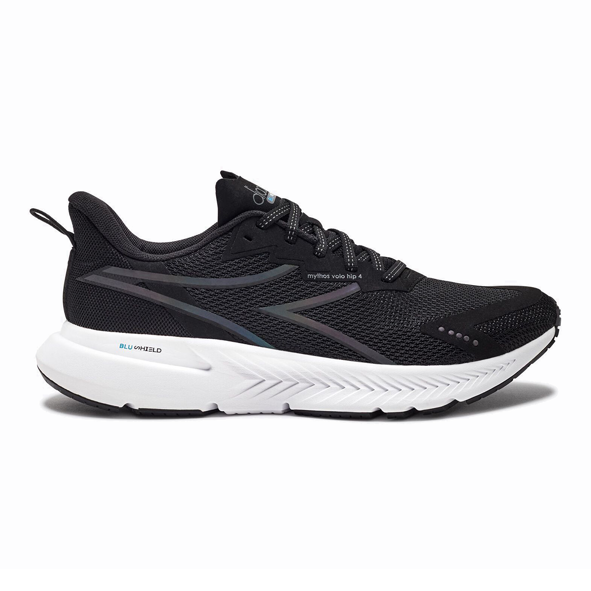 Diadora Mythos Blushield Volo 4 HIP — Black - White — Size B — Width 10 — Front View