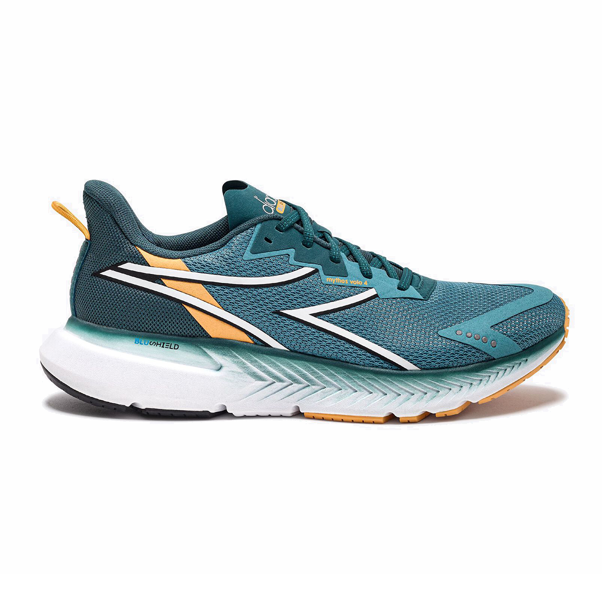 Diadora Mythos Blushield Volo 4 — Brittany Blue - Mediterranea — Size D — Width 8.5 — Top View