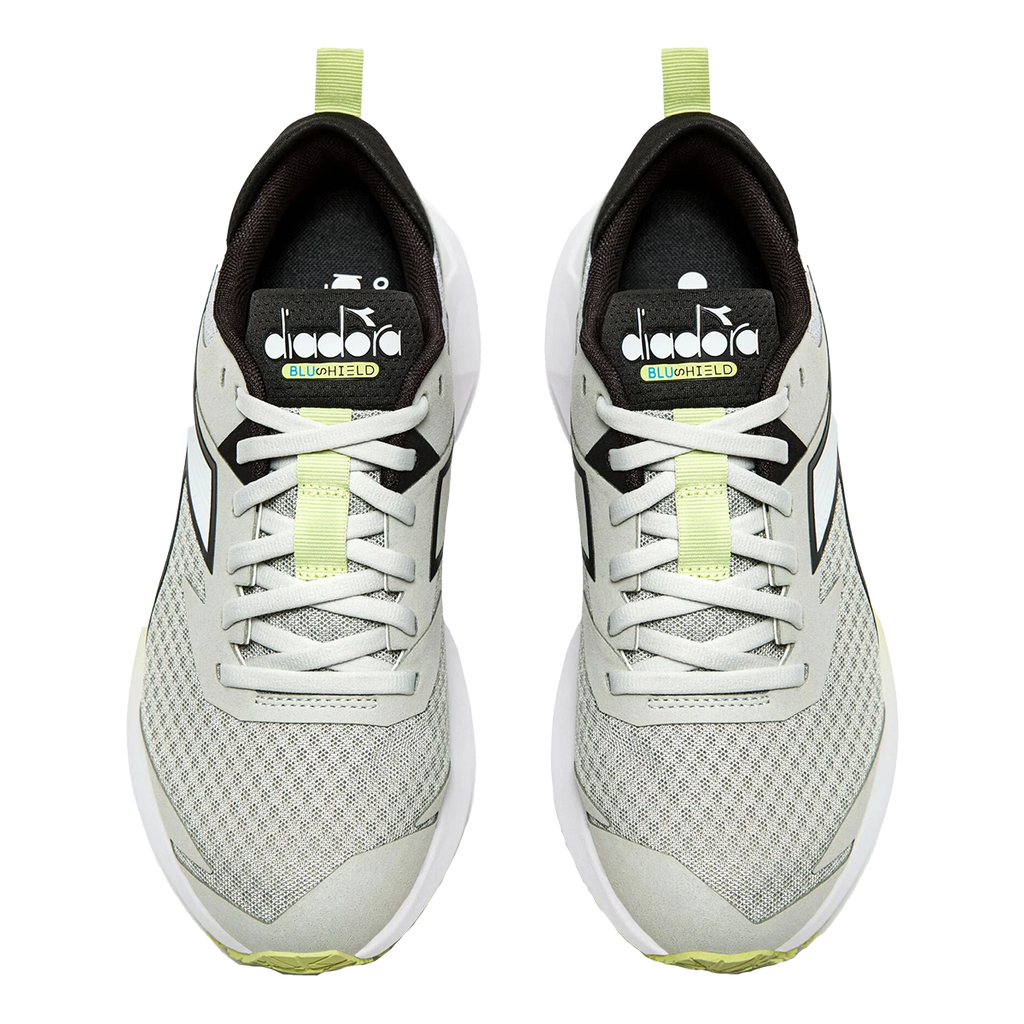 Diadora Mythos Blushield Vigore 3 — Silver DD - White - Black — Size B — Width 10 — Detail View