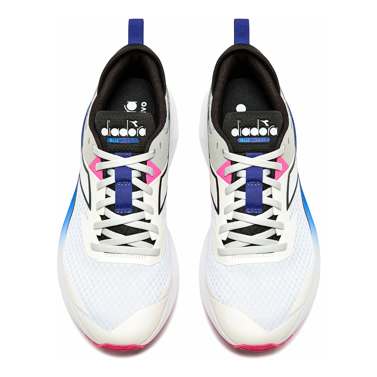 Diadora Mythos Blushield Vigore 3 — White - Black - Silver DD — Size D — Width 10 — Side View