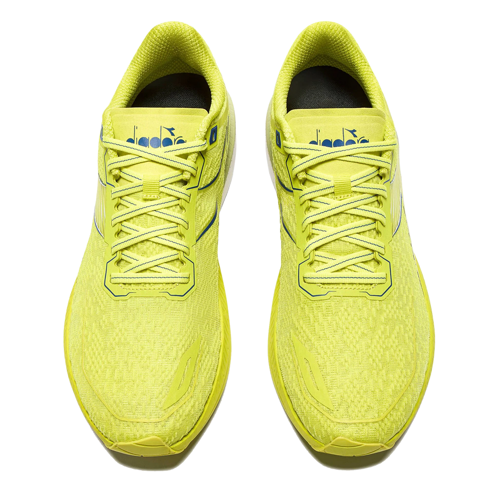 Diadora Mythos Blushield Volo 5 — White - Nectarine - Lemon Chrome — Size D — Width 10 — Detail View
