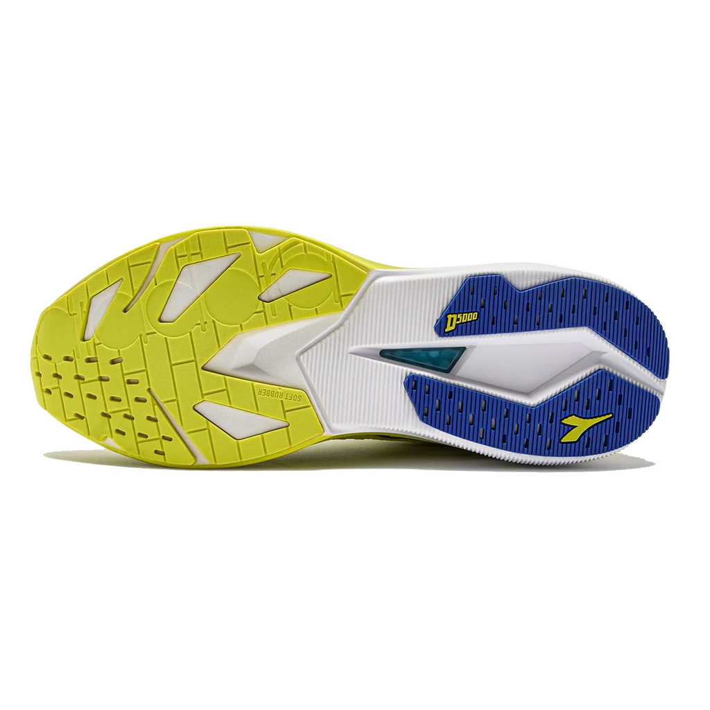Diadora Mythos Blushield Volo 5 — White - Nectarine - Lemon Chrome — Size D — Width 10 — Lifestyle View