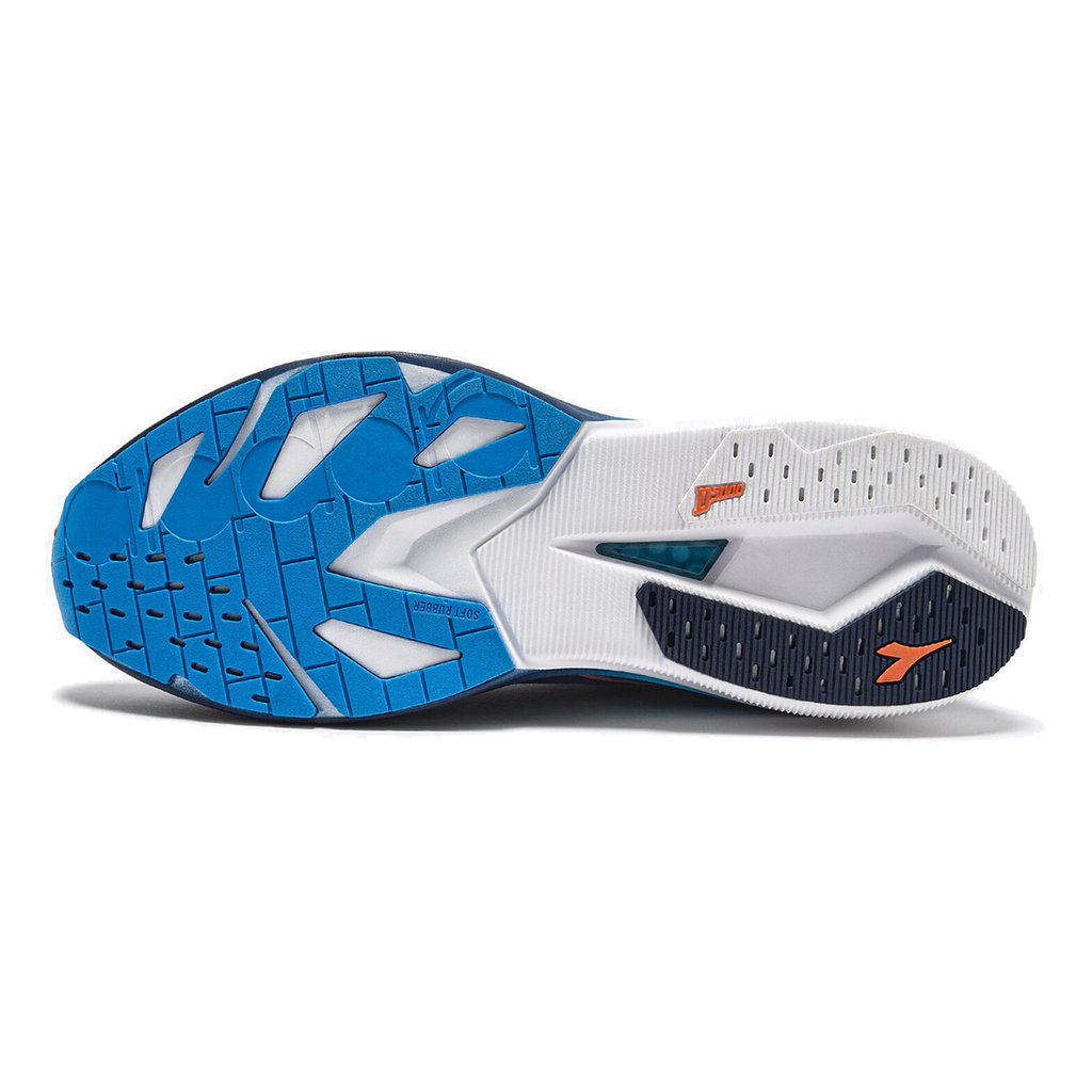 Diadora Mythos Blushield Volo 5 — White - Nectarine - Lemon Chrome — Size D — Width 10 — Back View