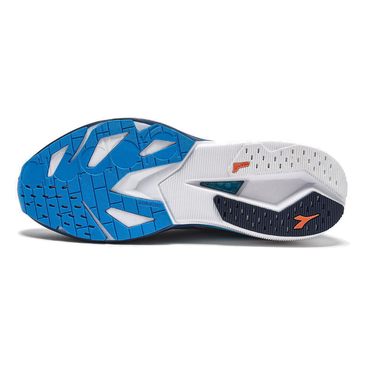 Diadora Mythos Blushield Volo 5 — White - Nectarine - Lemon Chrome — Size D — Width 10 — Back View