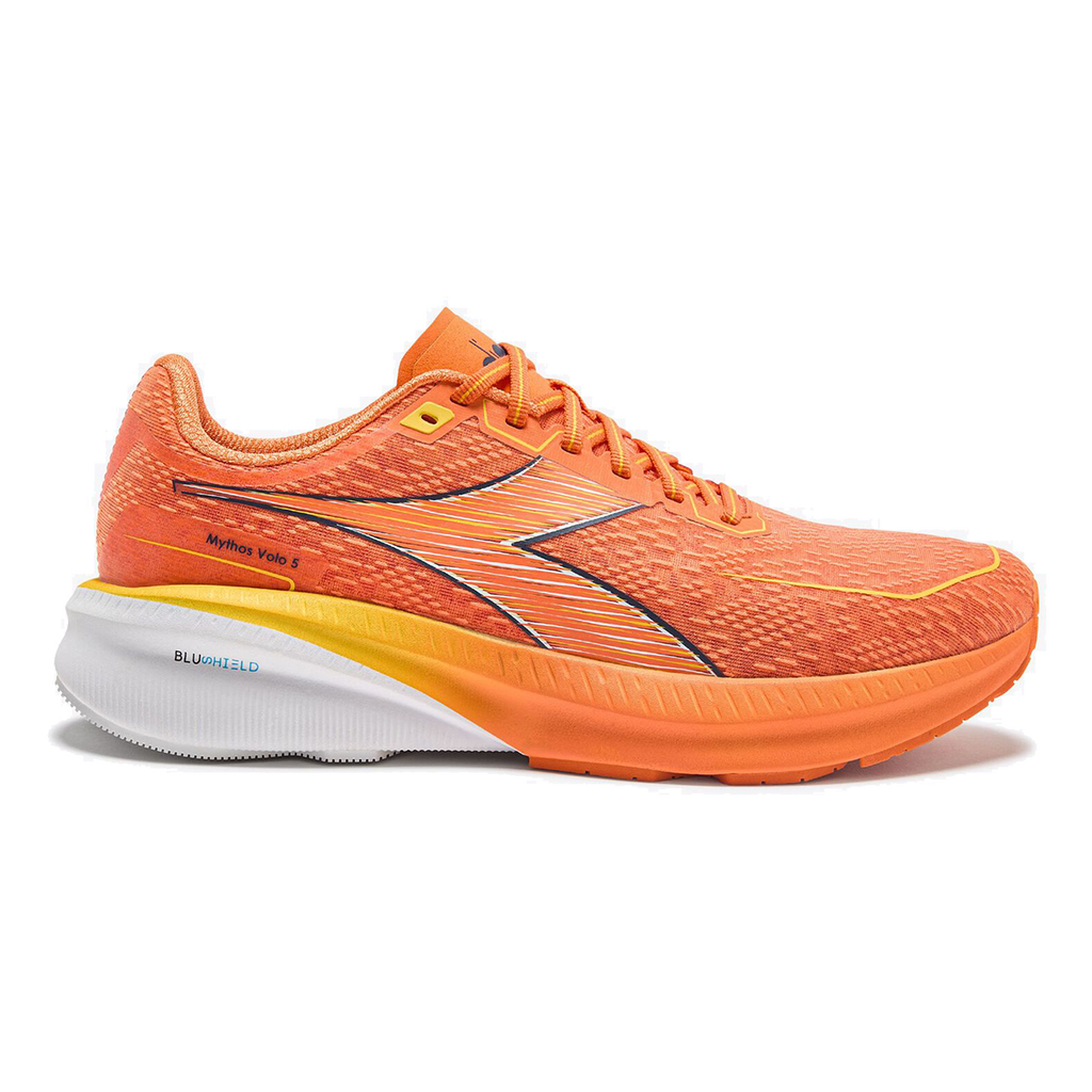 Diadora Mythos Blushield Volo 5 — White - Nectarine - Lemon Chrome — Size D — Width 10 — Alternate View 7
