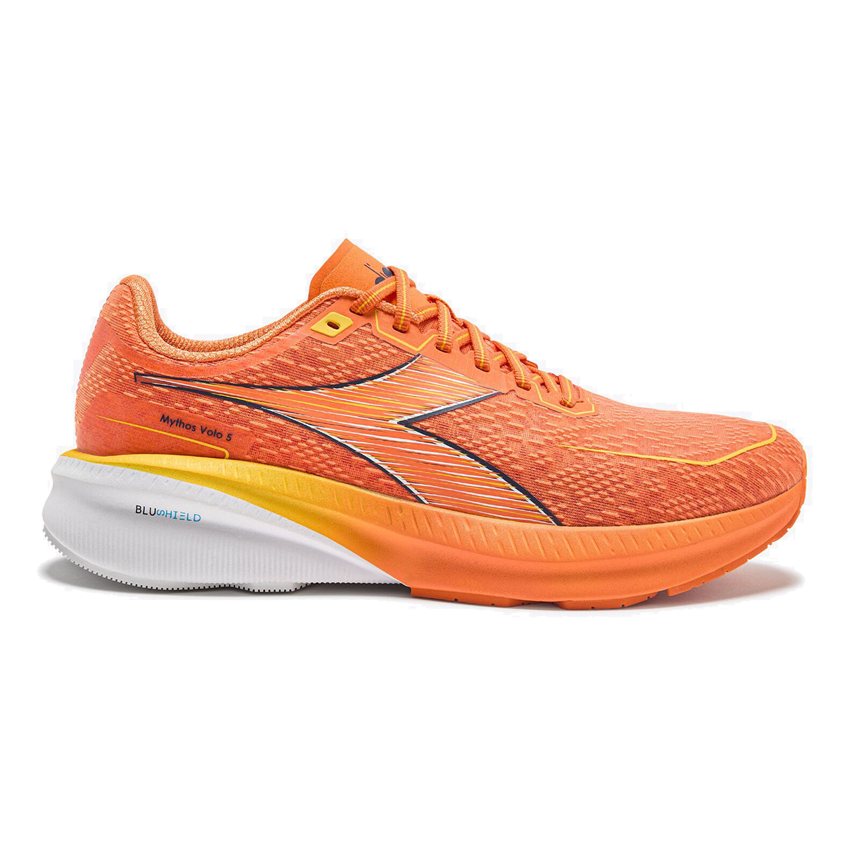Diadora Mythos Blushield Volo 5 — White - Nectarine - Lemon Chrome — Size D — Width 10 — Alternate View 7