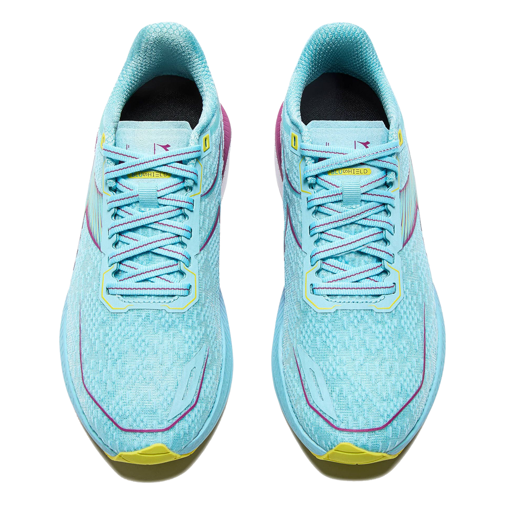 Diadora Mythos Blushield Volo 5 — White - Fandango Pink - Nectar — Size B — Width 10 — Side View