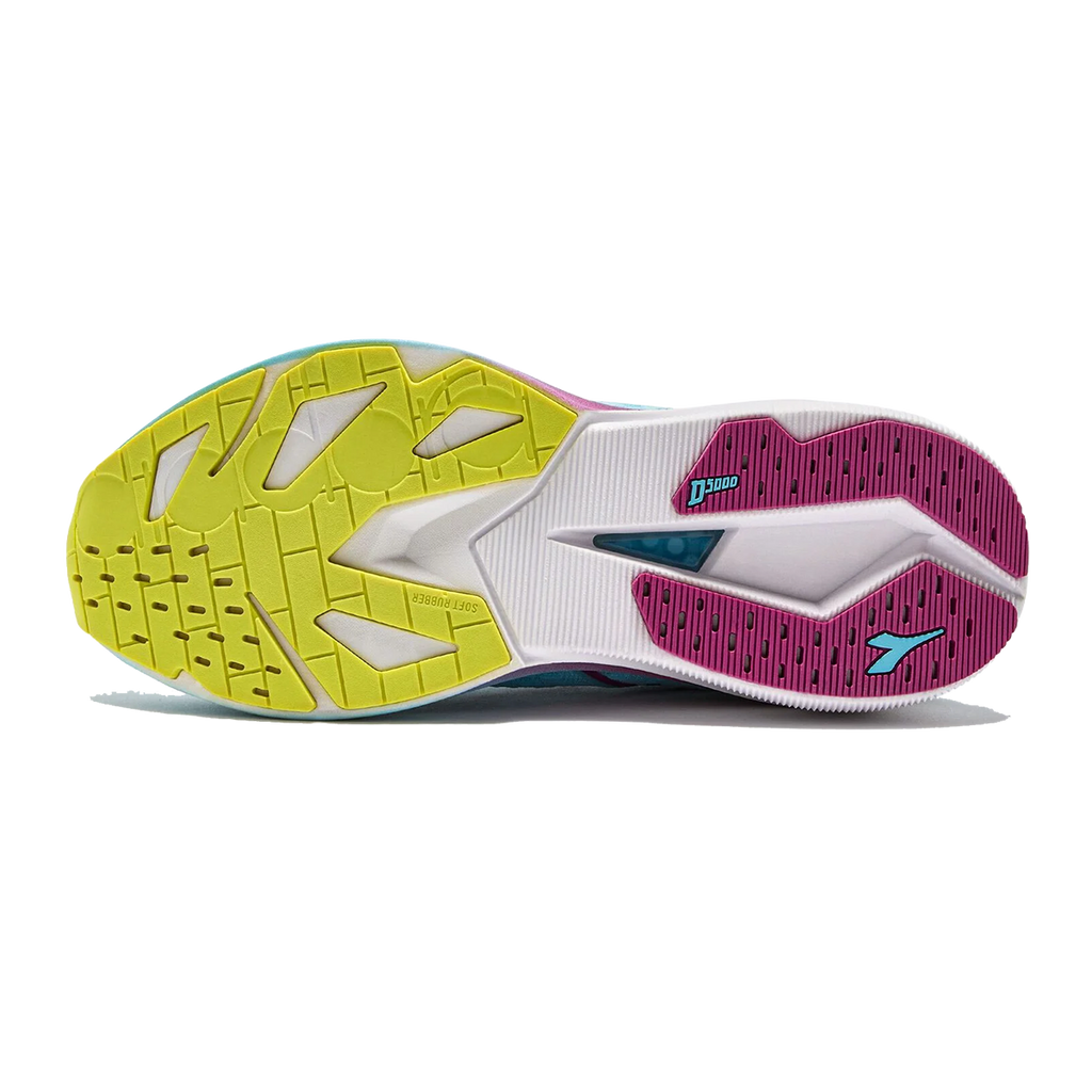 Diadora Mythos Blushield Volo 5 — White - Fandango Pink - Nectar — Size B — Width 10 — Back View
