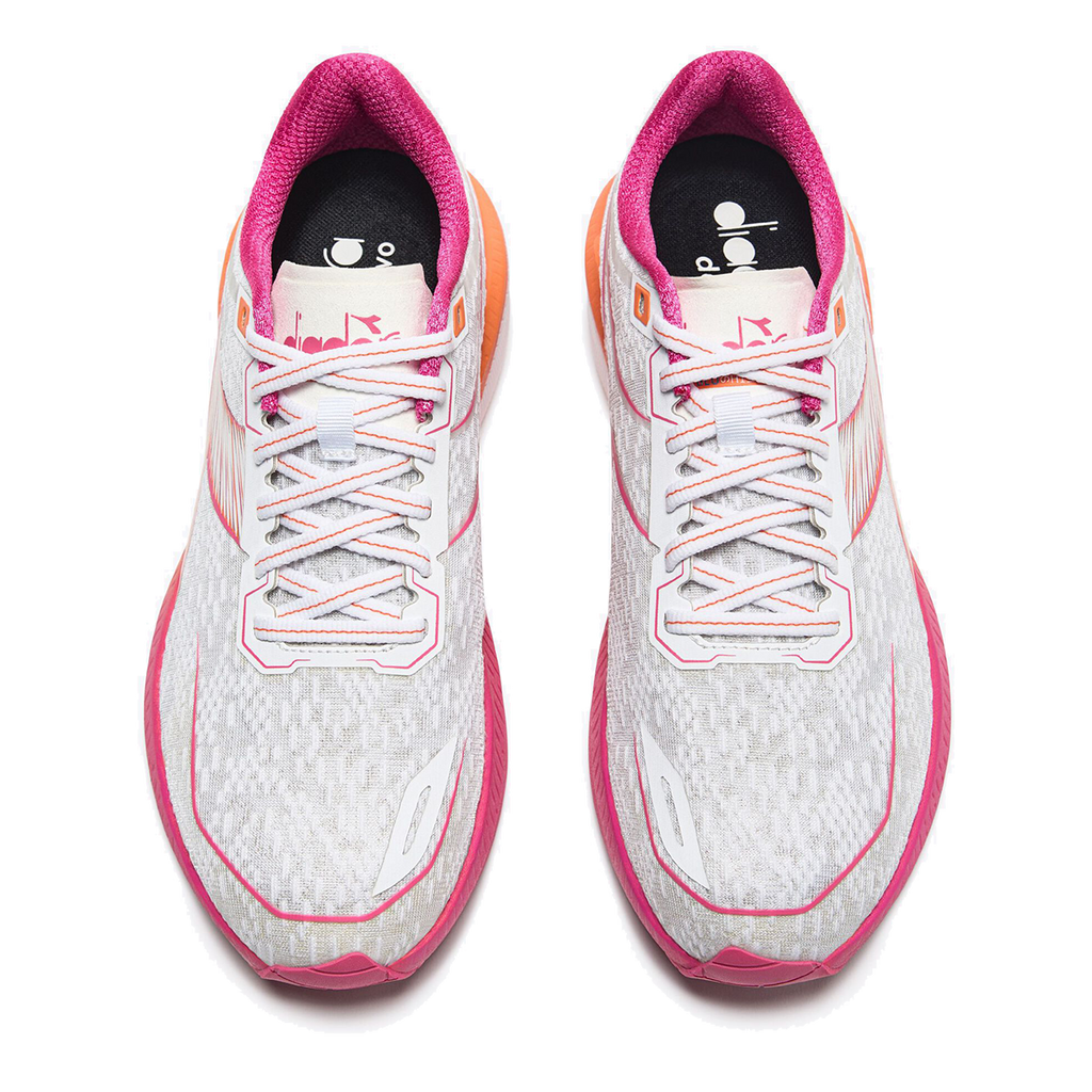 Diadora Mythos Blushield Volo 5 — White - Fandango Pink - Nectar — Size B — Width 10 — Detail View