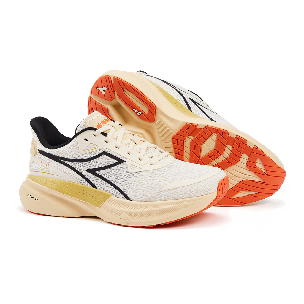 Diadora Nucleo 2 — Whisper White - Orange Peel — Size D — Width 10 — Top View