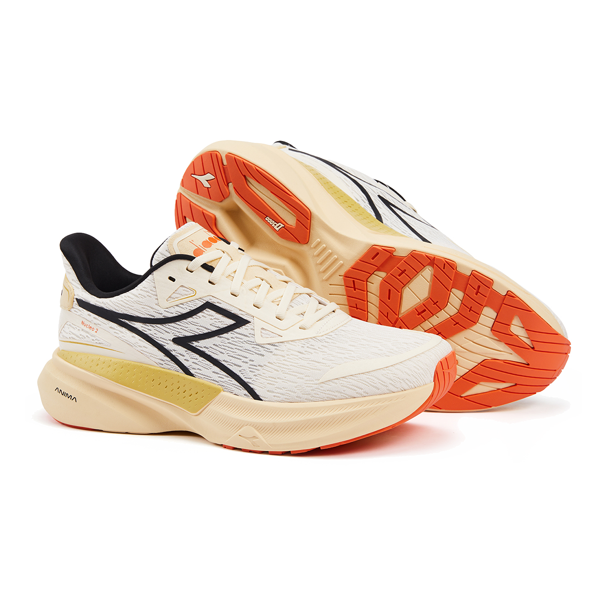 Diadora Nucleo 2 — Whisper White - Orange Peel — Size D — Width 10 — Top View