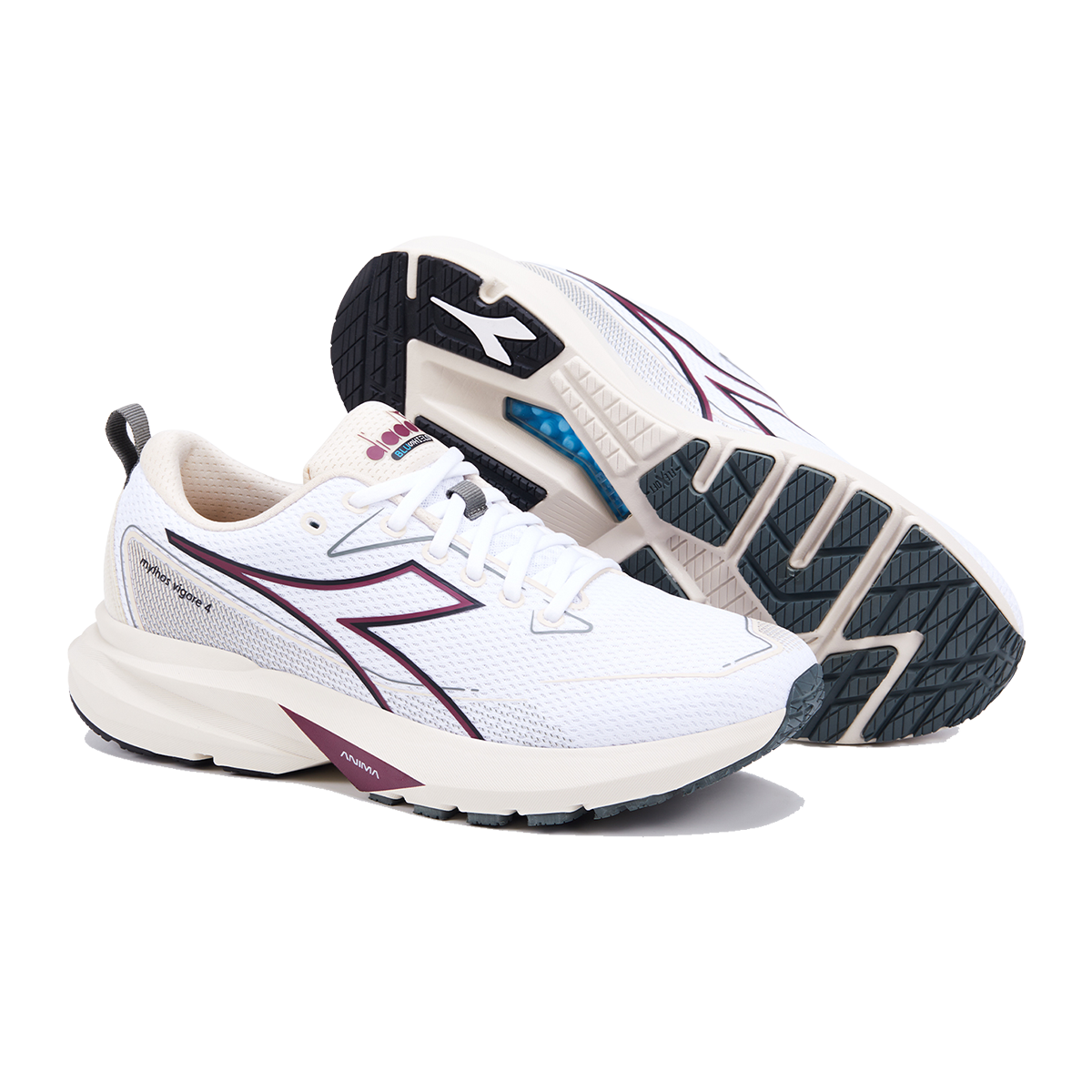 Diadora Mythos Blushield Vigore 4 — White - Turtledove — Size D — Width 10 — Side View