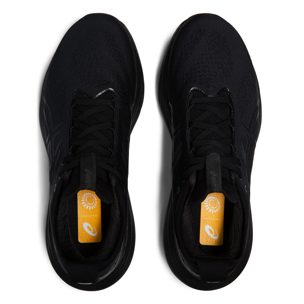 Asics Gel Nimbus 25 — Black - Black — Size D — Width 11.5 — Back View