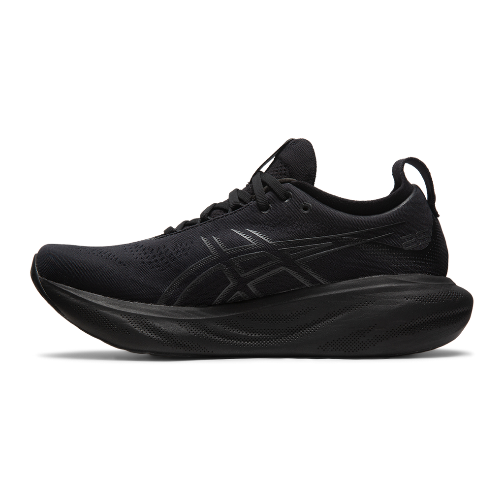 Asics Gel Nimbus 25 — Black - Black — Size D — Width 11.5 — Side View