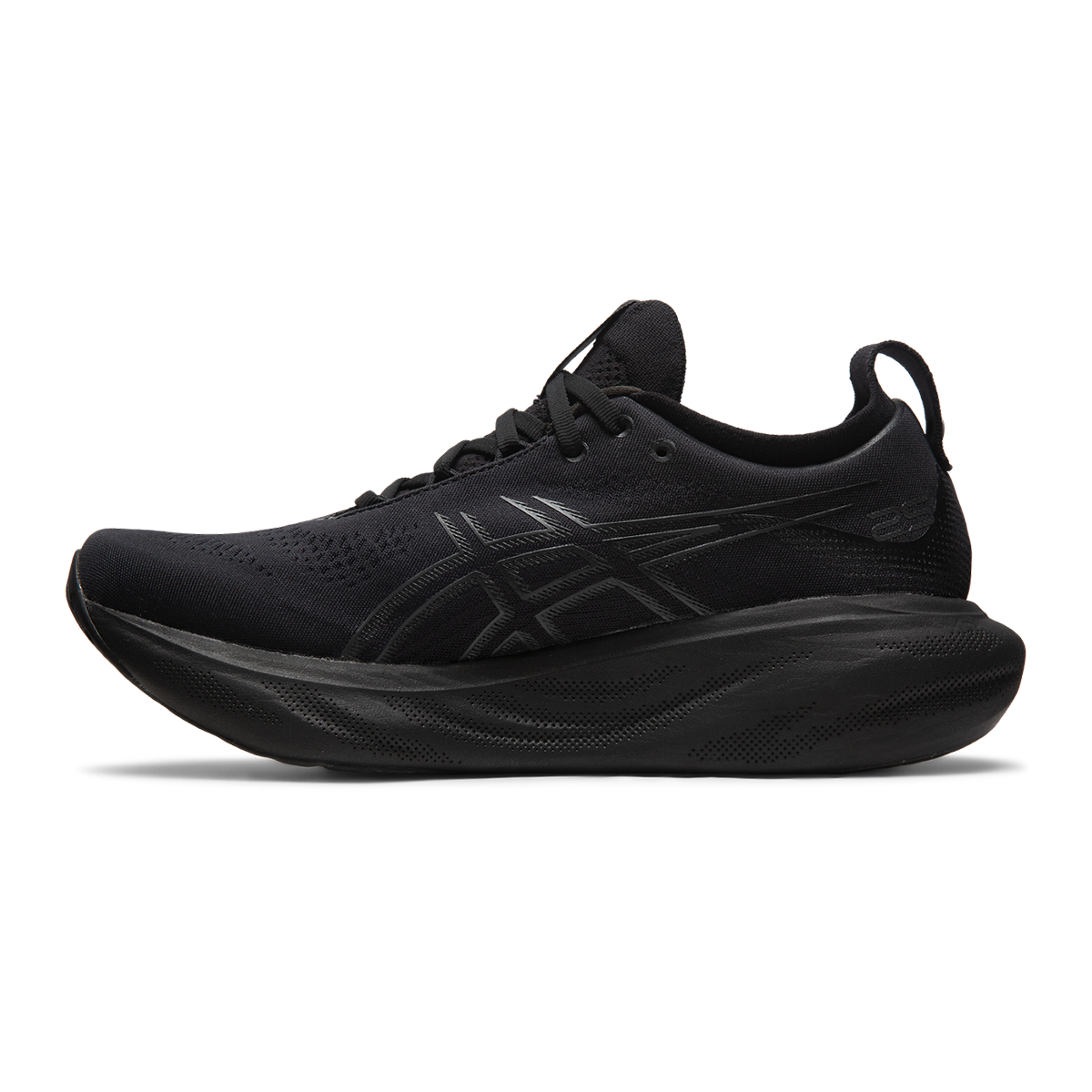 Asics Gel Nimbus 25 — Black - Black — Size D — Width 11.5 — Side View