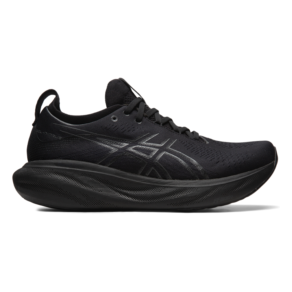 Asics Gel Nimbus 25 — Black - Black — Size D — Width 11.5 — Front View