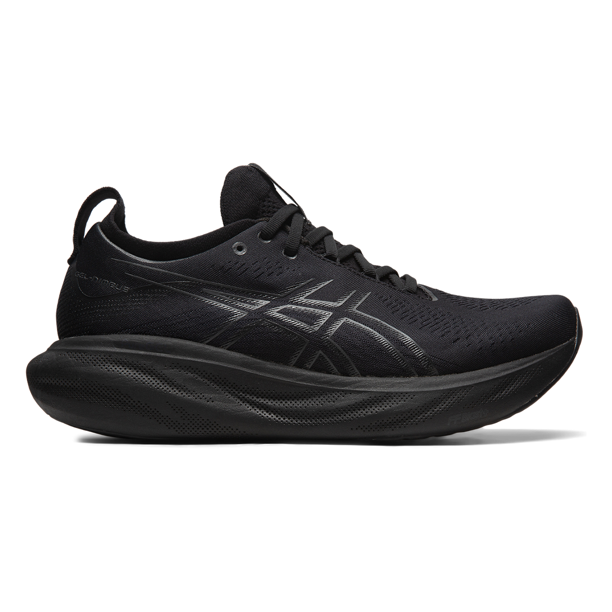 Asics Gel Nimbus 25 — Black - Black — Size D — Width 11.5 — Front View
