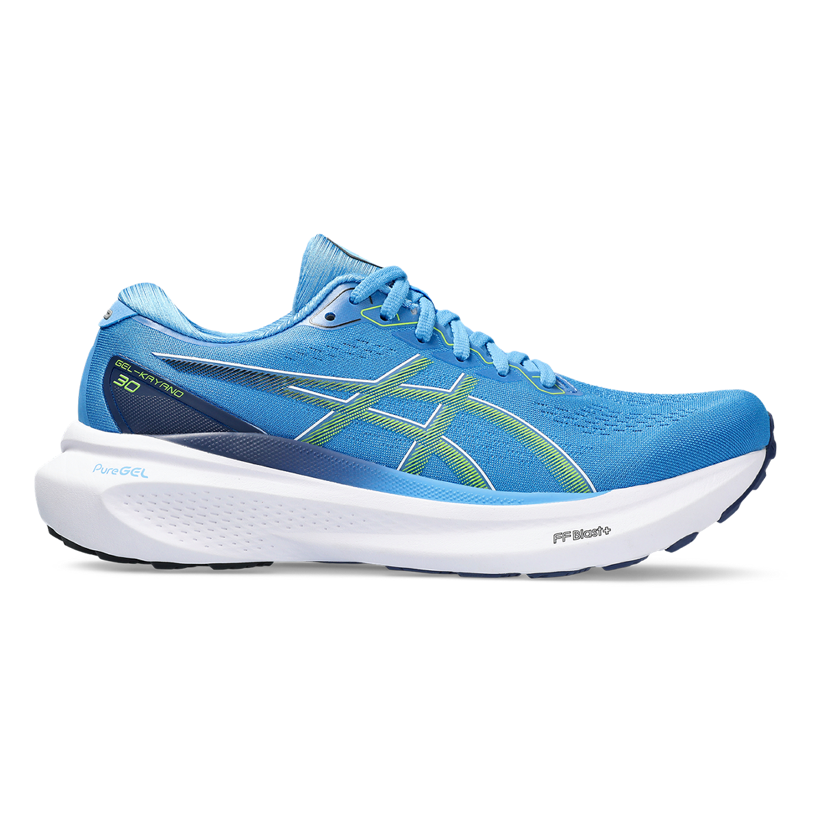 Asics Gel Kayano 30 — Waterscape - Electric Lime — Size D — Width 12.5 — Front View