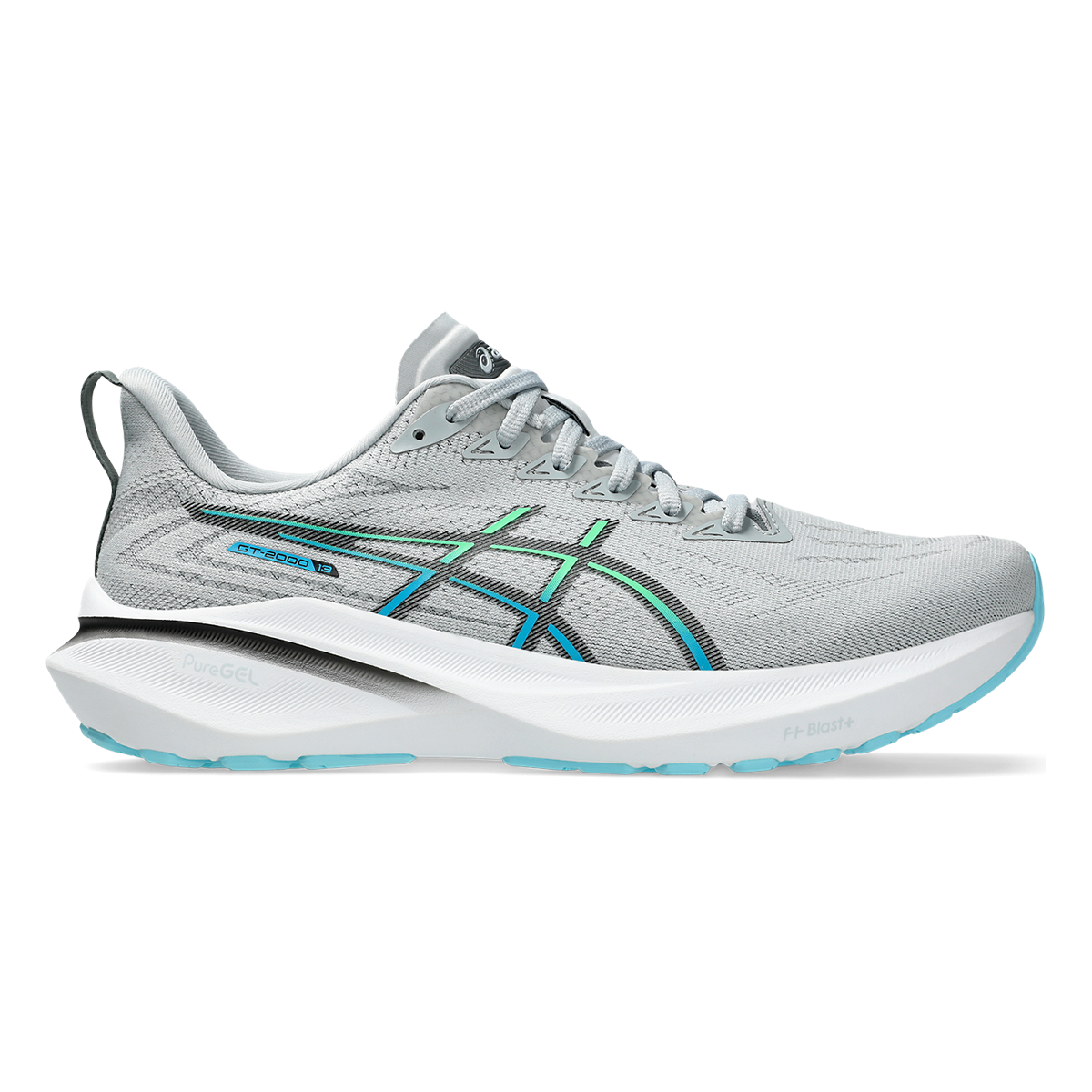 Asics GT 2000 13 — Piedmont Grey - Black — Size D — Width 8 — Front View