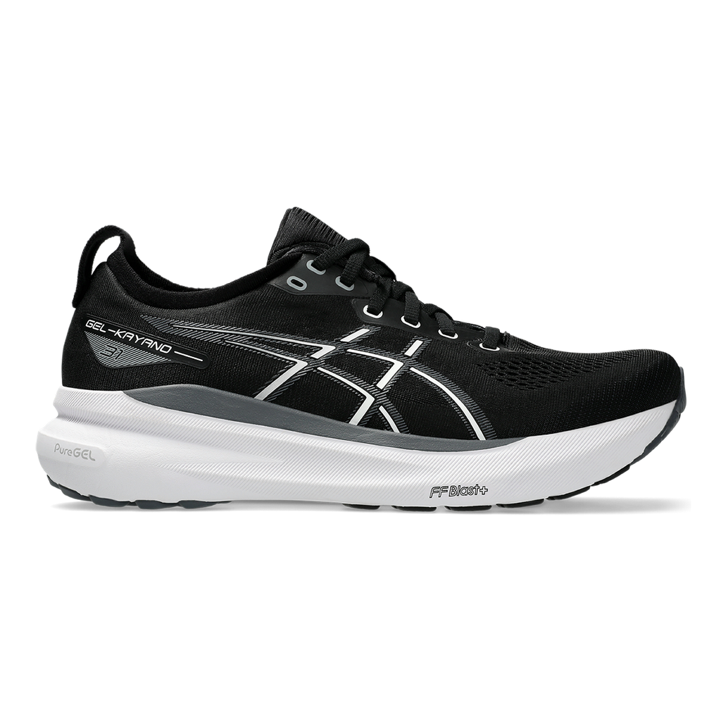 Asics Gel Kayano 31 — Black - White — Size D — Width 7 — Front View