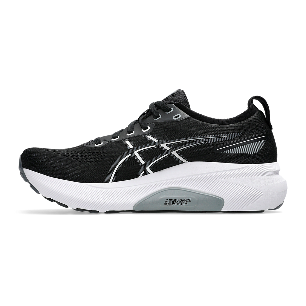 Asics Gel Kayano 31 — Black - White — Size D — Width 7 — Side View