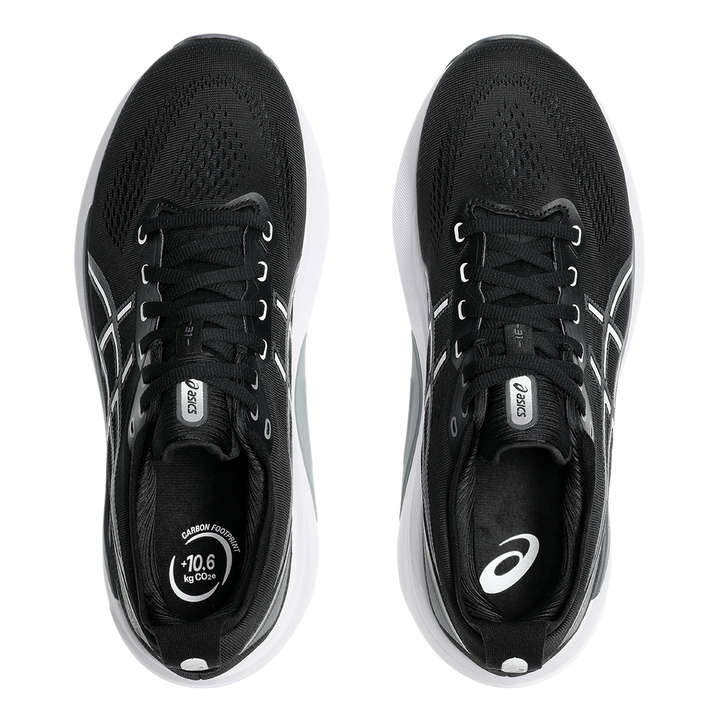 Asics Gel Kayano 31 — Black - White — Size D — Width 7 — Back View