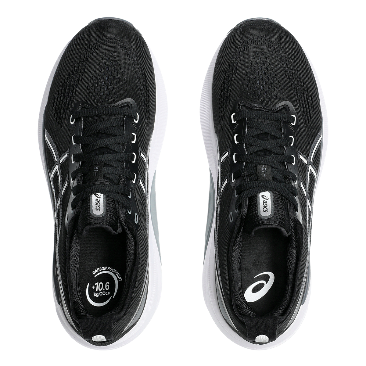 Asics Gel Kayano 31 — Black - White — Size D — Width 7 — Back View