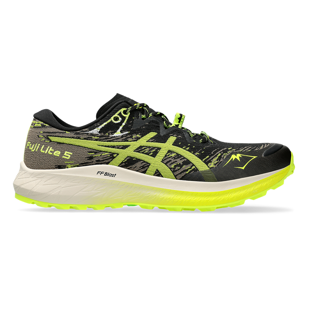 Asics Fuji Lite 5 — Black - Safety Yellow — Size D — Width 9.5 — Front View