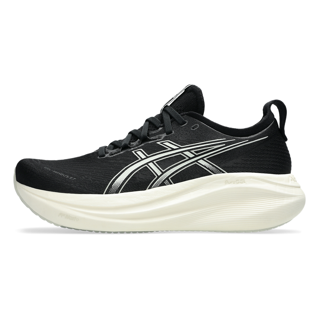 Asics Gel Nimbus 27 Black - Lake Grey — Black - Lake Grey — Size D — Width 6 — Side View