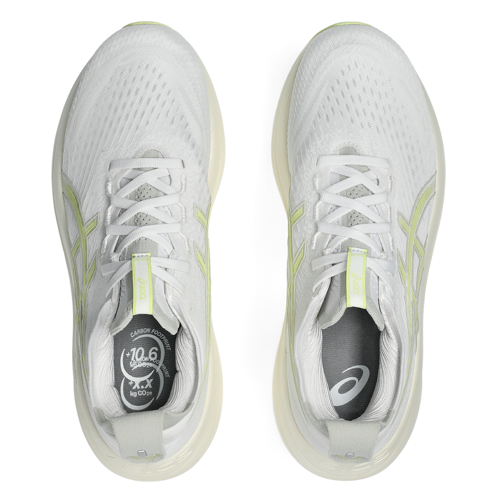 Asics Gel Nimbus 27 White - Huddle Yellow — White - Huddle Yellow — Size D — Width 6 — Back View