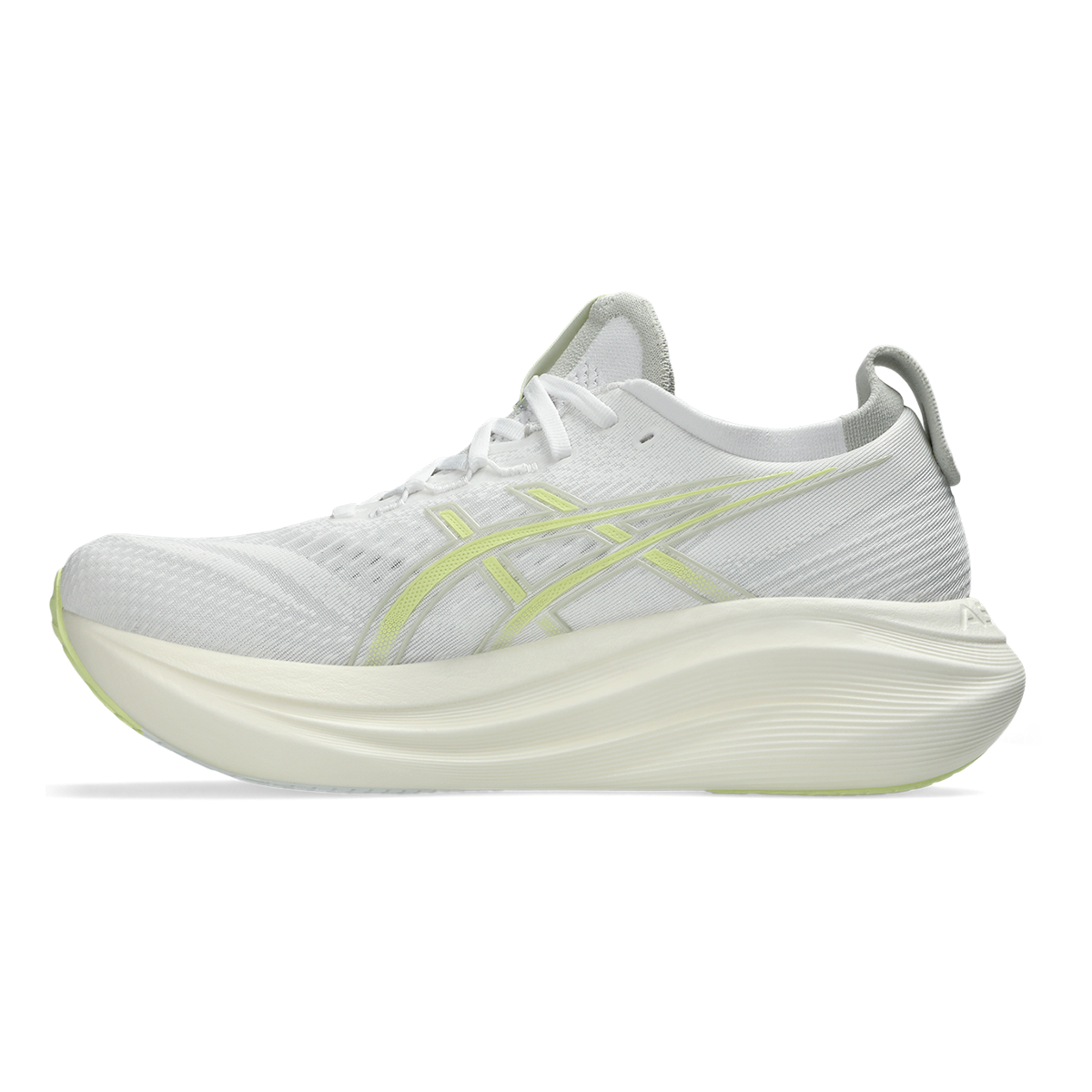 Asics Gel Nimbus 27 White - Huddle Yellow — White - Huddle Yellow — Size D — Width 6 — Side View