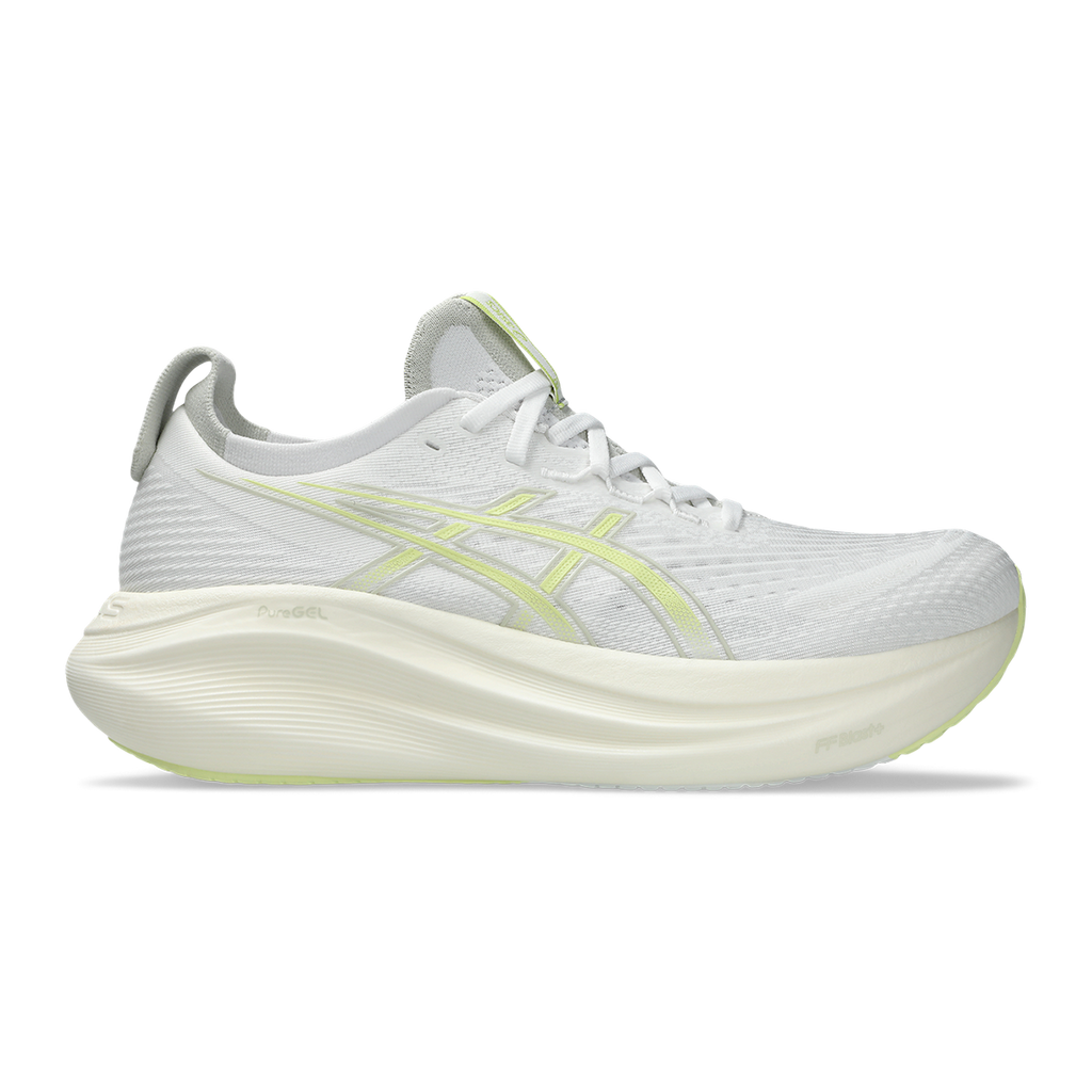 Asics Gel Nimbus 27 White - Huddle Yellow — White - Huddle Yellow — Size D — Width 6 — Front View