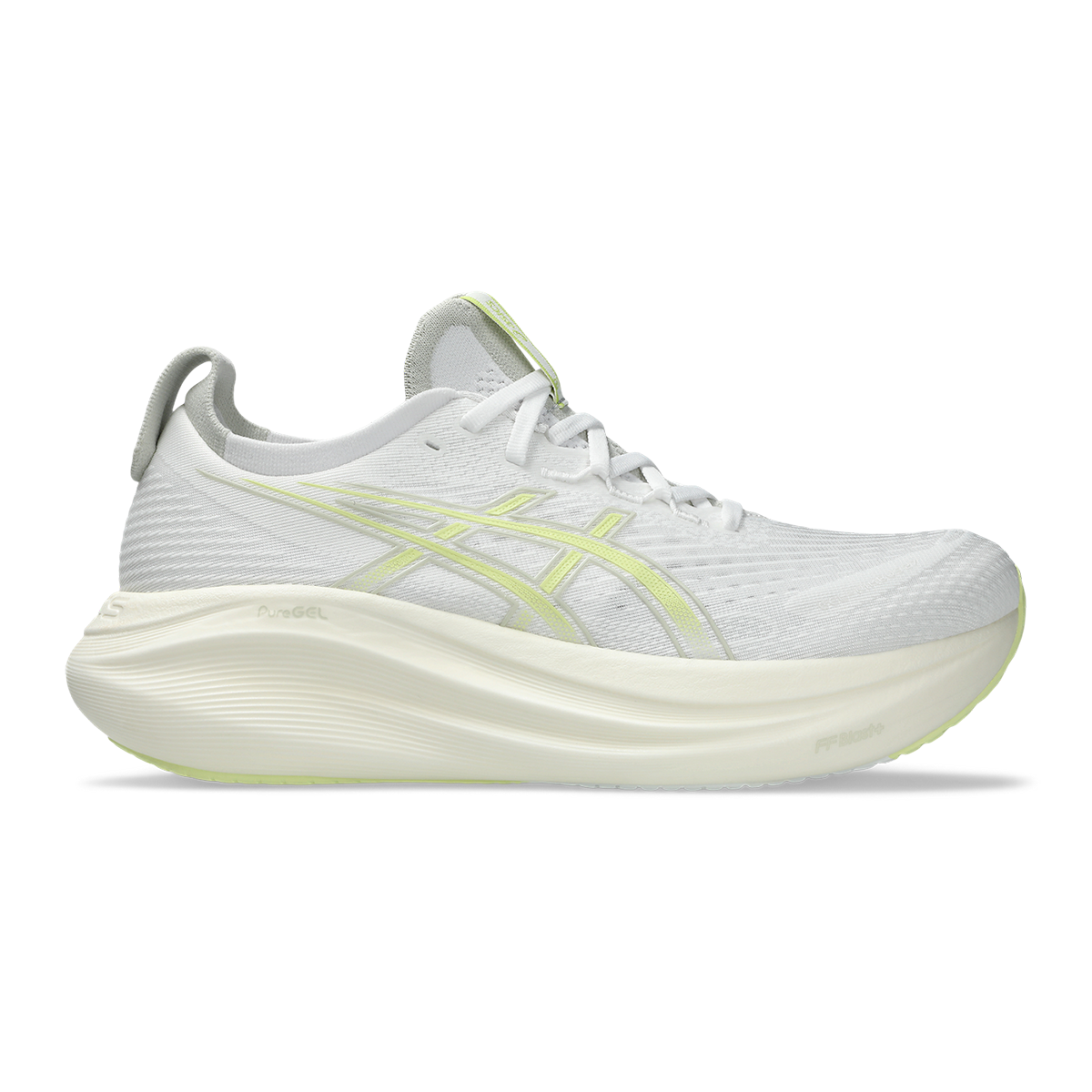 Asics Gel Nimbus 27 White - Huddle Yellow — White - Huddle Yellow — Size D — Width 6 — Front View