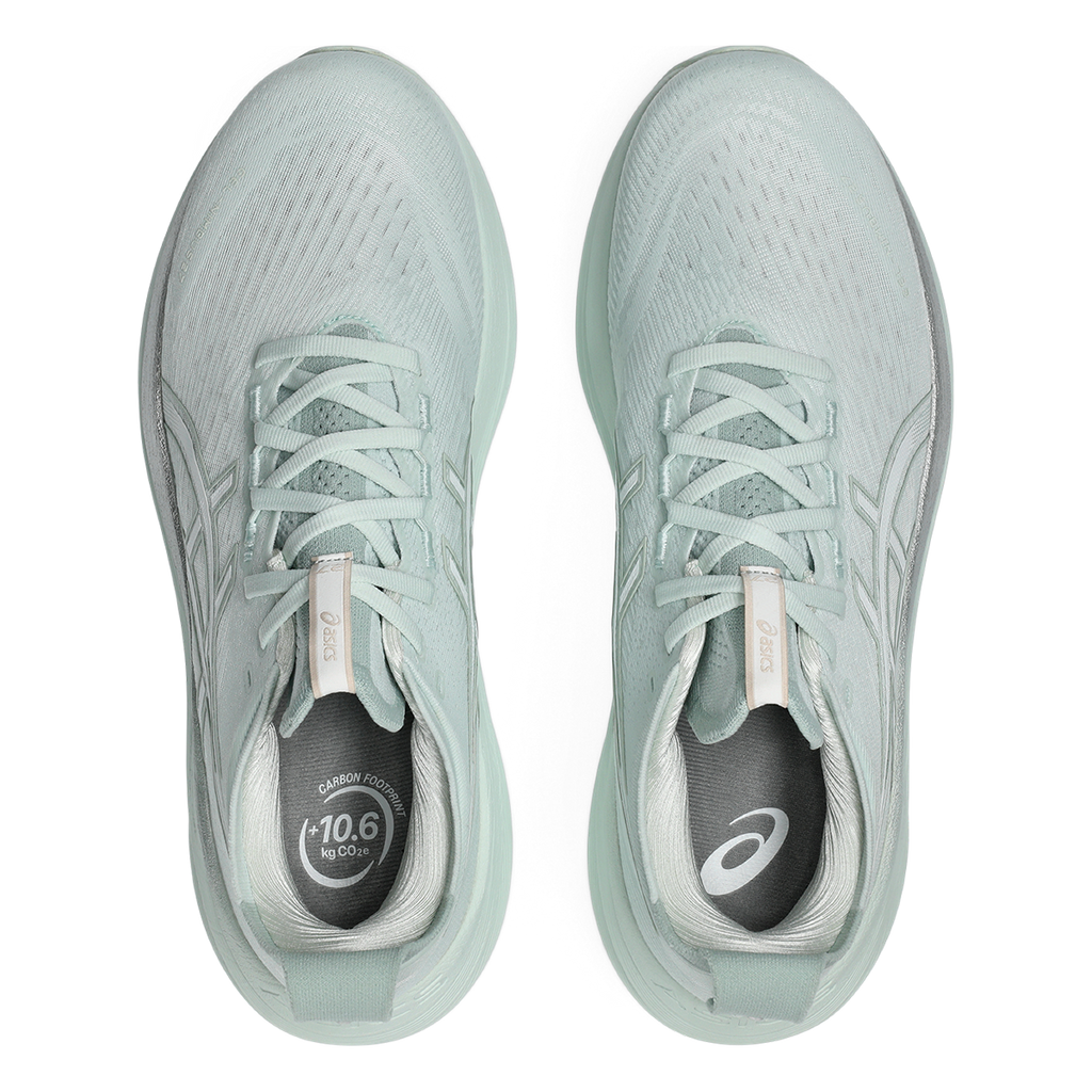 Asics Gel Nimbus 27 Pure Aqua - White — Pure Aqua - White — Size D — Width 6 — Back View