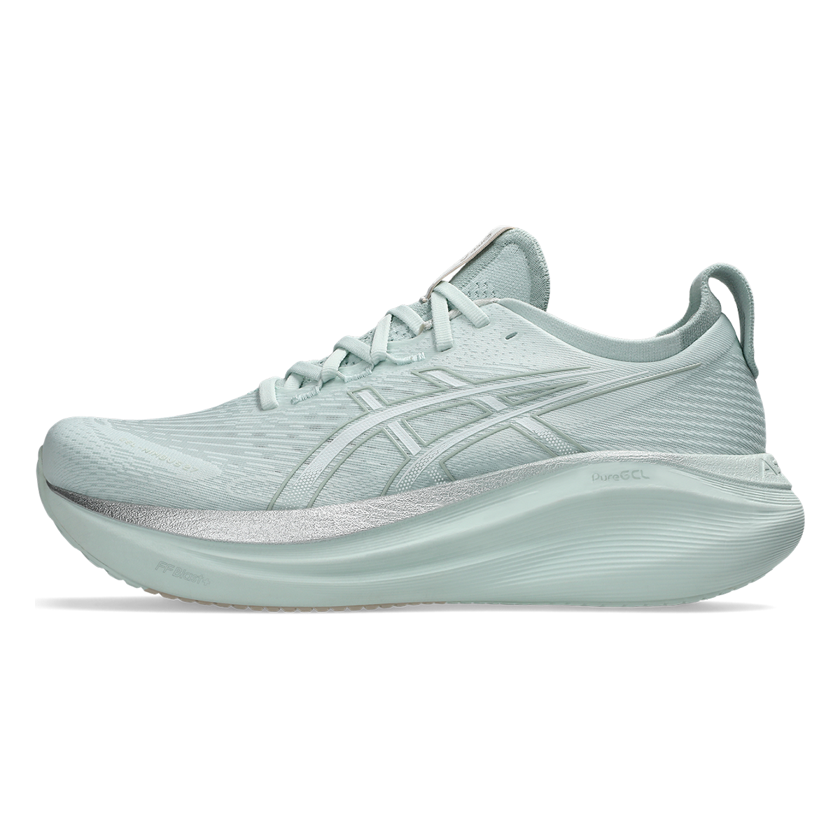Asics Gel Nimbus 27 Pure Aqua - White — Pure Aqua - White — Size B — Width 5 — Side View