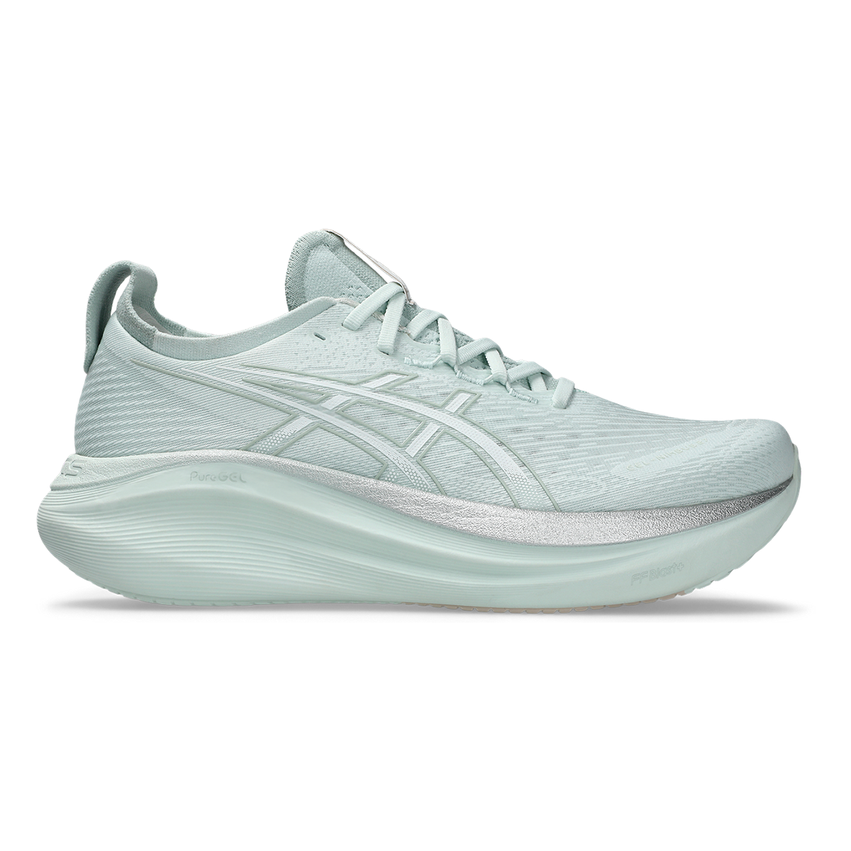 Asics Gel Nimbus 27 Pure Aqua - White — Pure Aqua - White — Size D — Width 6 — Front View